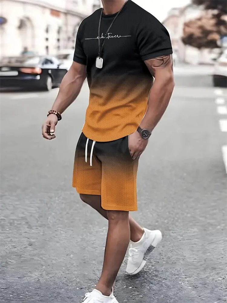 2024 Summer Street Mens Suit Sportswear Oversized Clothing 3D Print TShirt Shorts Simple Fashion 260613banjia