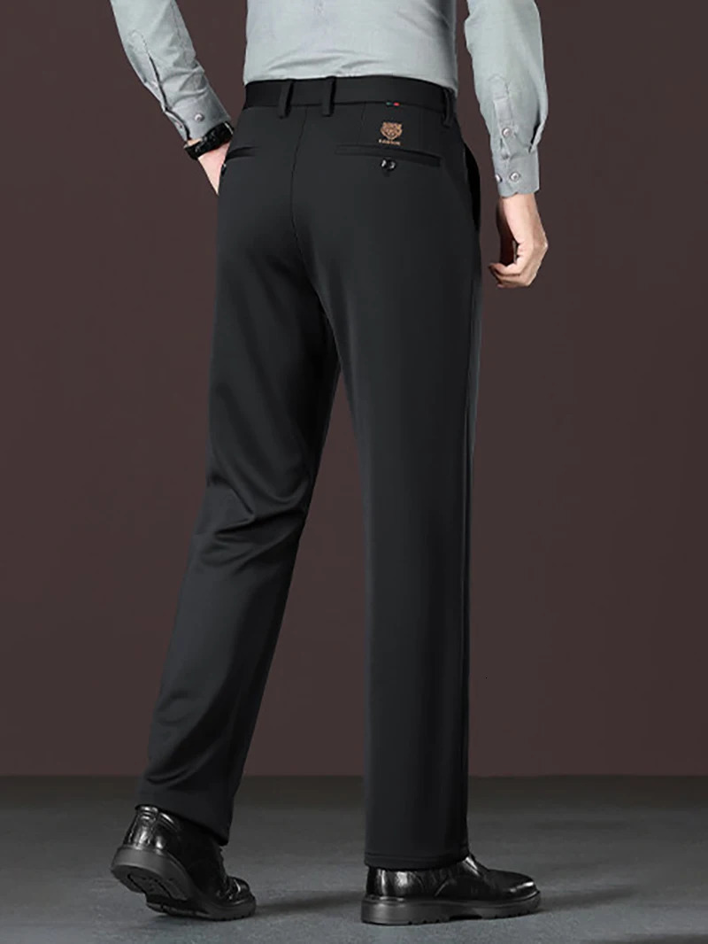 Mens Loose Straight Leg Elastic Formal Pants Business Tiger Head Western Style All Seasons Casual Wear y260618