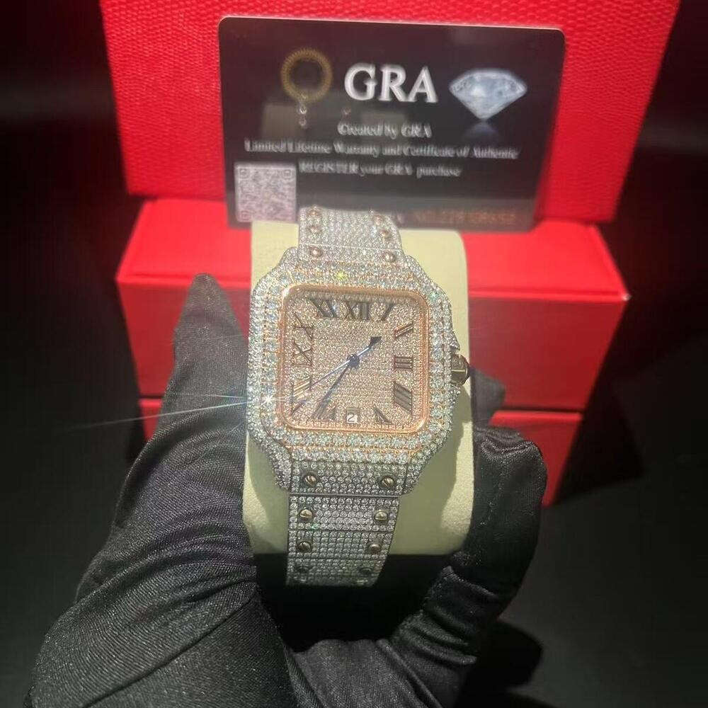 Vvs Top Quality Man Designer Diamond Tested GRA Certificate Pass Tester Mens Square Wrist Iced Out Stainless Steel Buss Down Custom Moissanite Watch
