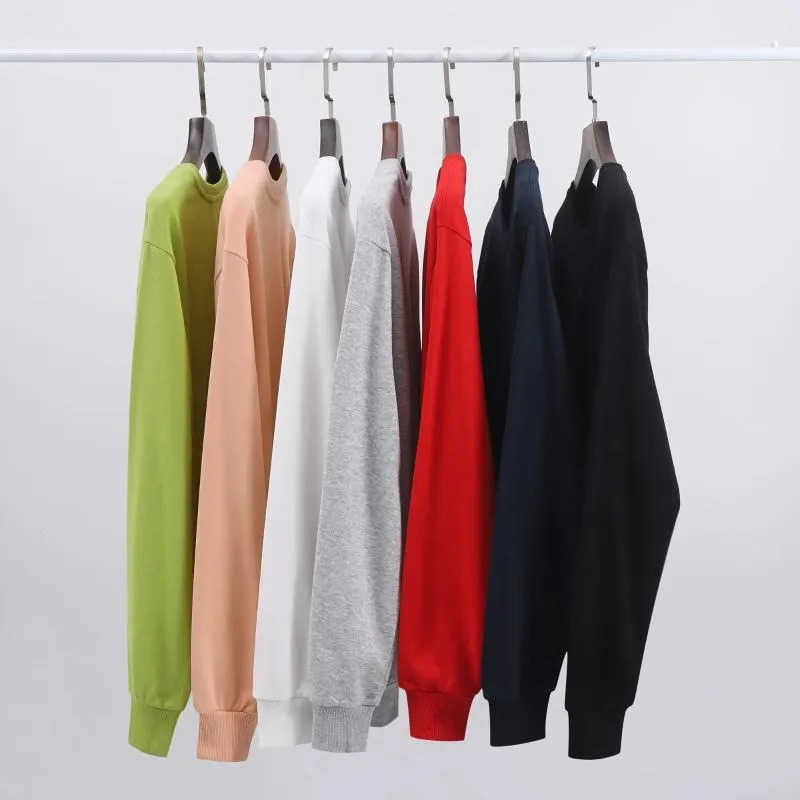 Hoodies Mens Autumn Winter Basic Crewneck Sweatshirt Solid Color Fit Soft Pullover Men Clothing S260622