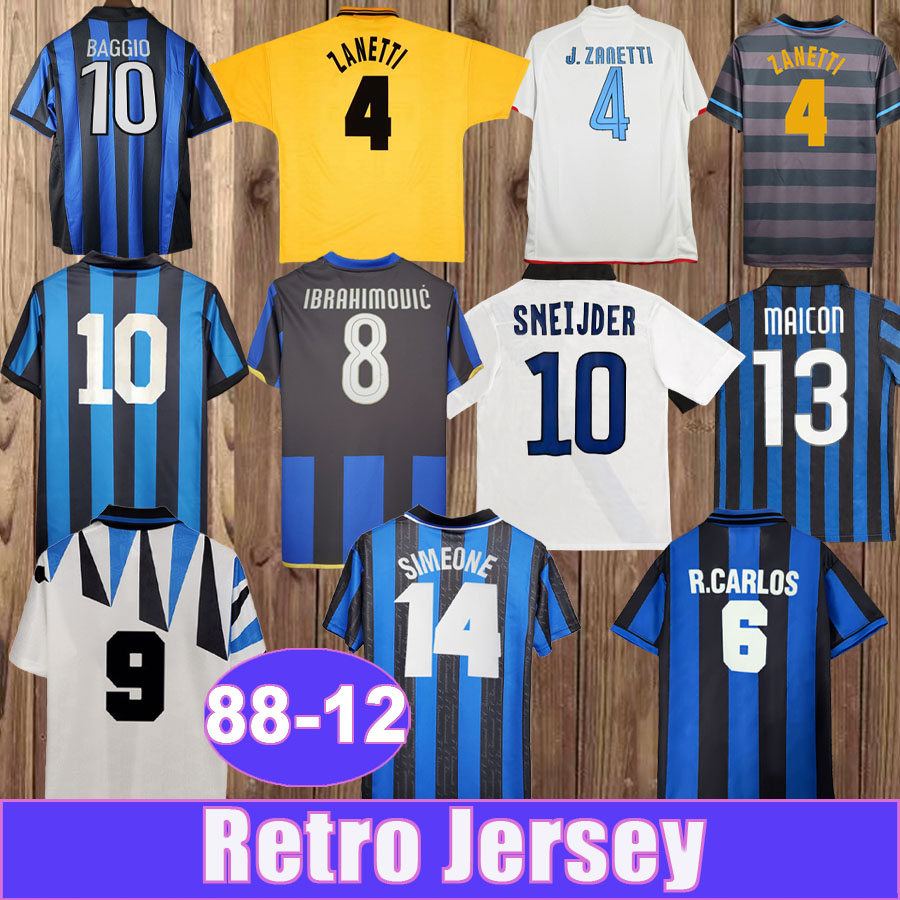 1997 1998 DALMAT ADRIANO Maillots de football rétro pour hommes VIERI MATERAZZI J.ZANETTI SNEIJDER SNEIJDER MILITO Home Away 3ème Football Vintag