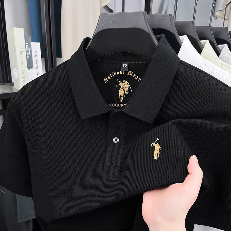 Casual Mens 2025 Summer New Short-Sleeve Embroidered Business Trendy Brand Breathable Youth Polo Shirt for Men