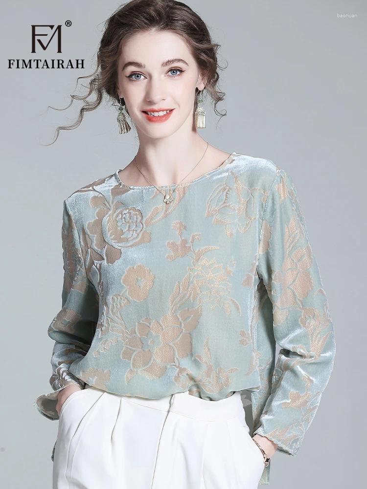 Women's Blouses Fimtairah 6AFrench Shirt Women Spring Autumn Jacquard Silk Blouse 1d