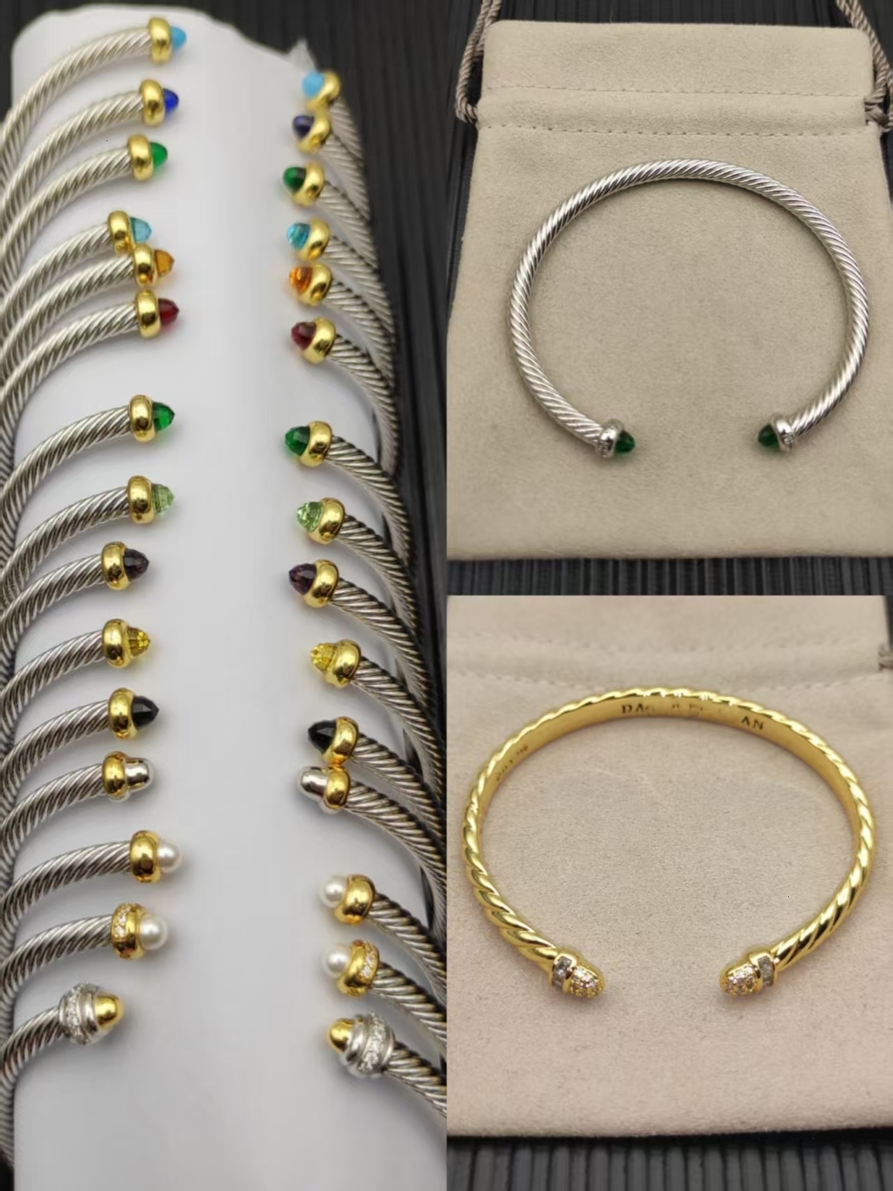 High quality DY cable Bracelet mens jewerly birthstone stackable open cuff bracelet Designer for women men couple Real Gold Plated luxury jewlery gi