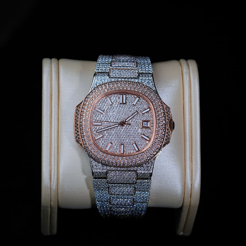 Moissanite Premium Customization Edition Top Quality Automatic Mechanical Men's and Women's Anti Drop Watch Hip Hop Style Through testing