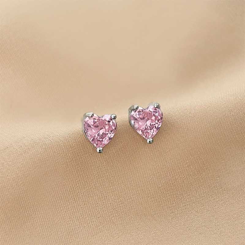 Stud Pink Color CZ Crystal Earrings for Women Korean Sweet Jewelry Female Birthday Friend Christmas Gift M260622