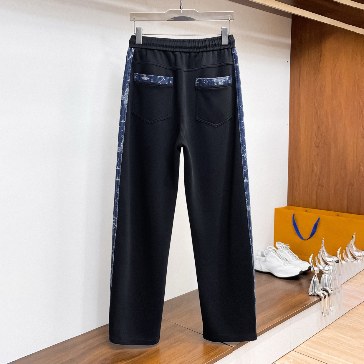 Designer brand high-quty men's pants classic customized fabric side flower splicing fashionable and casual versatile Q260917