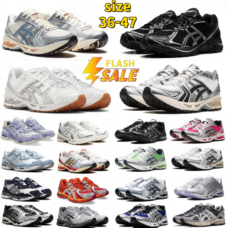 with box designer shoes asices gels nyc1130 k14 running shoes Japan kayano14es Metallic Silver Gold Chrome Toe Pink Foam Blue Tint mens womens outdo