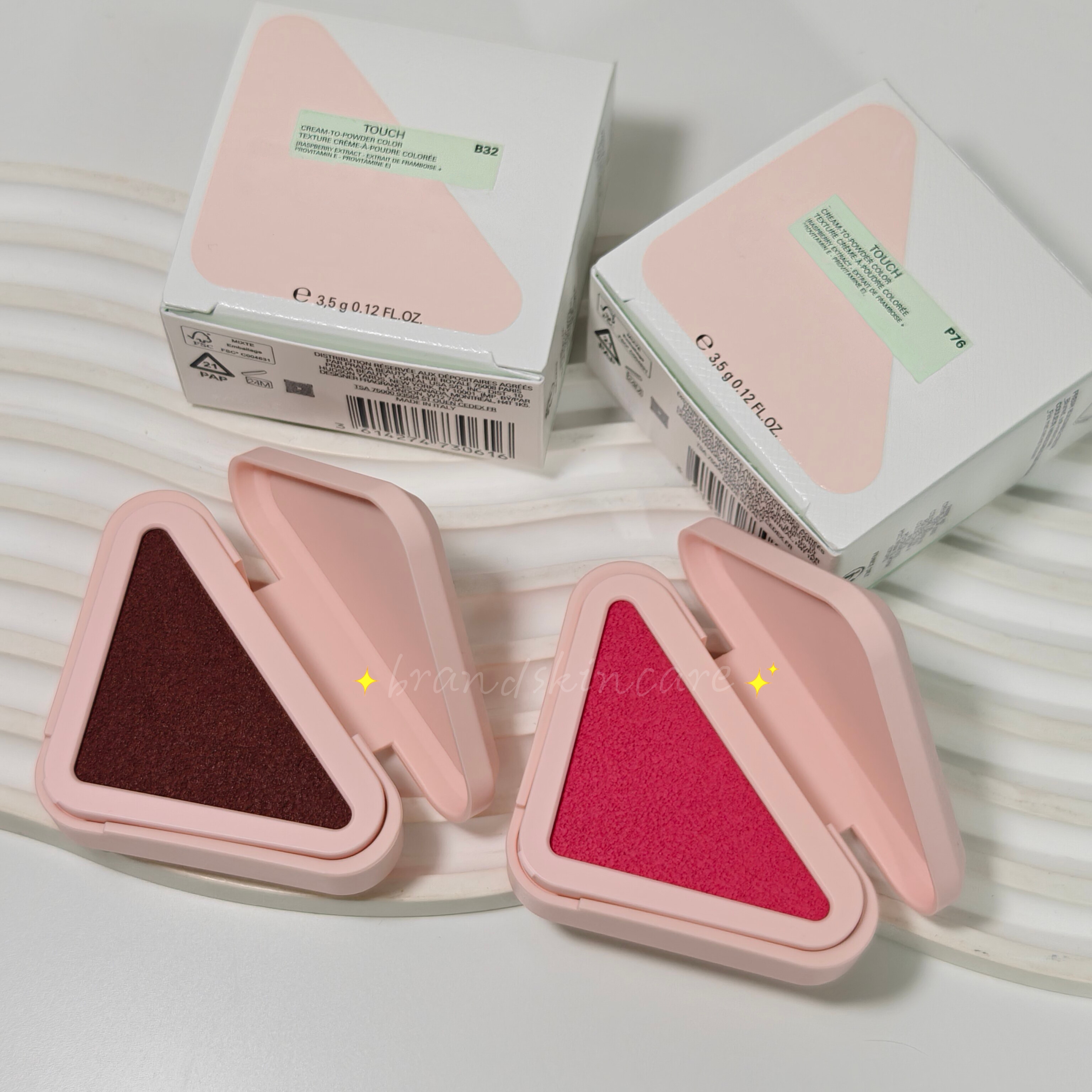 Blush 3.5g Touch Cream Powder Blusher Face Cheek Eye Lips Beauty Makeup Hydrating Matte Natural Glow Blush Triangle Blushes Balm 7 Colors P71 P72 P7