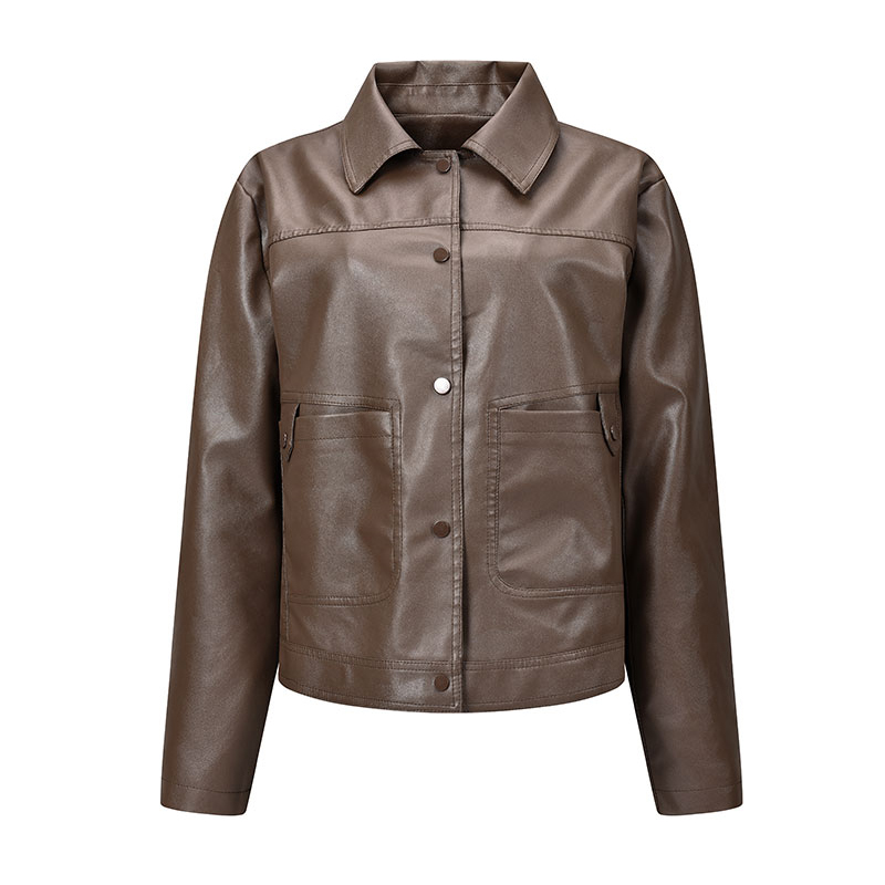 Women's leather jacket 2026 luxury Designer Lady Casual Short Baseball Leather Jacket Women printed Stand Collar Zipper Outwear Motorcycle Coat