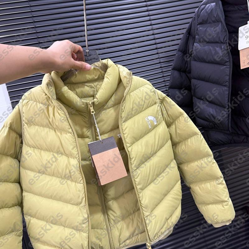 Long Sleeve Down Jacket Unisex Boys Girls Coat Kids Stand Collar Down Vest White Duck Down Warm Outerwear Autumn Winter Puffer Waistcoat