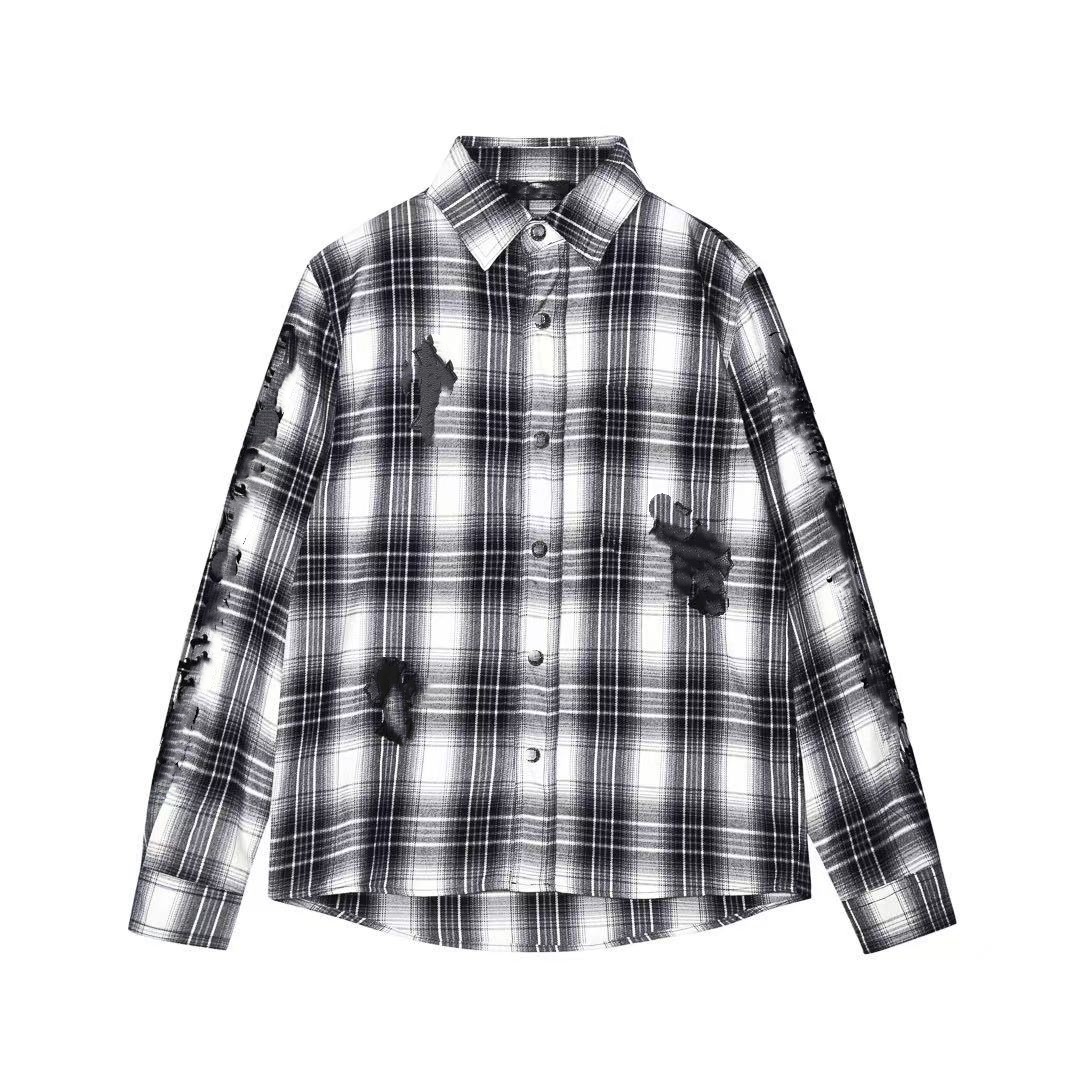 C chemise à carreaux brossée tout en coton, personnalisée haut de gamme, nouvelle collection printemps-automne