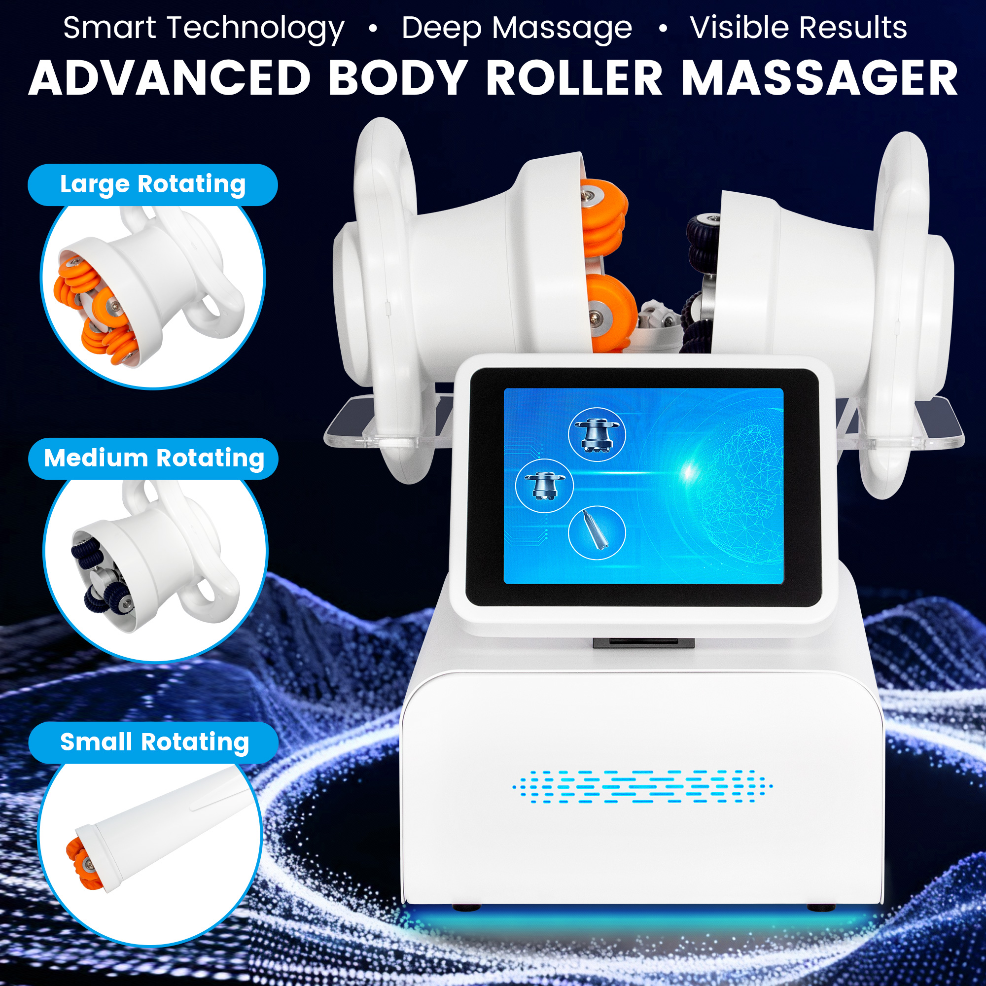 Smart Body Roller Massager Deep Tissue Red Light Therapy Whole Body Slimming Shaping Machine 360 Rotating Magnetic Interchangeable Heads-image-1111560801