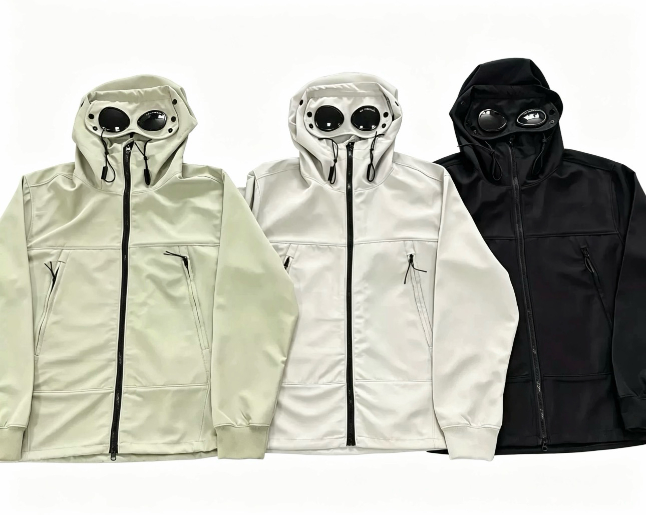 Men's Waterproof Windproof Softshell Jacket Hooded Outdoor Hiking Coat with Goggle Lenses Unisex Designer Emblem Outerwear