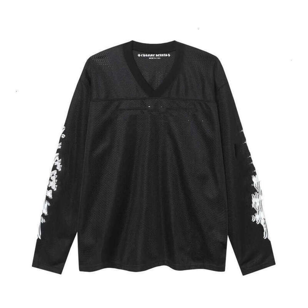 Chrome Hoodie Designer Mesh Crewneck Sweatshirt Embroidery Printed Sanskrit Cross Graphic Hoodie Sweatsuit High Street Hollowed-Out Breathable Long
