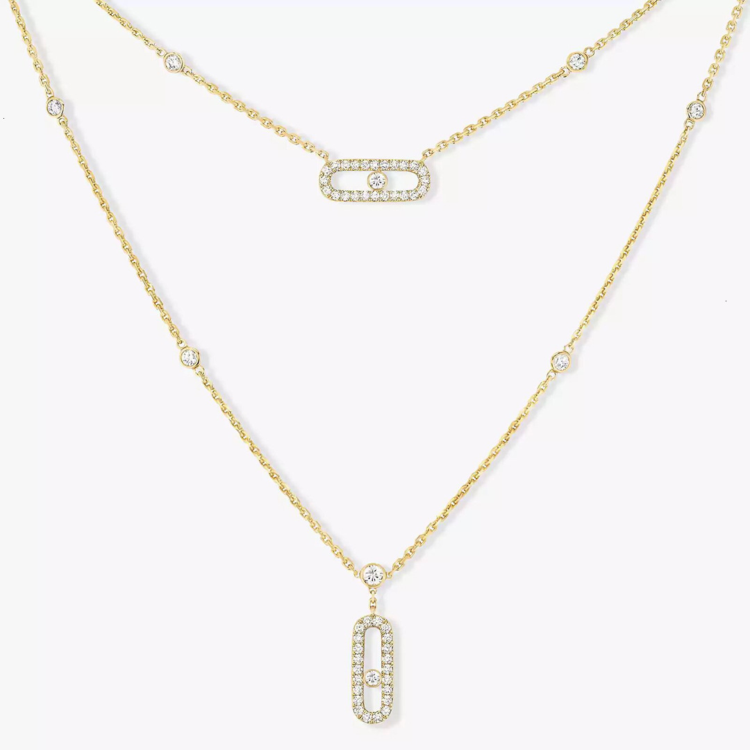 Designer Jewelry Messi High Version Family Move Uno Series Womens Double Layer Slidable Versatile Layered Wear Necklace