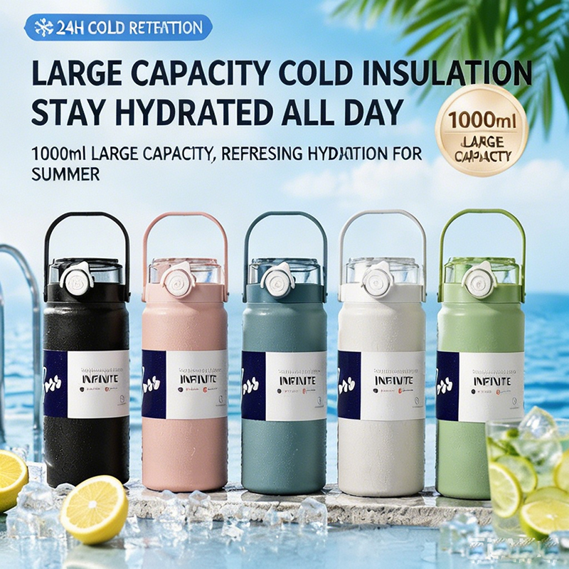 316 Stainless Steel Thermos Bottle Outdoor Portable Leakproof Water Bottles with Straw Lid Sport Vacuum Flask 1000/1200ML 33/40oz-image-1111636497