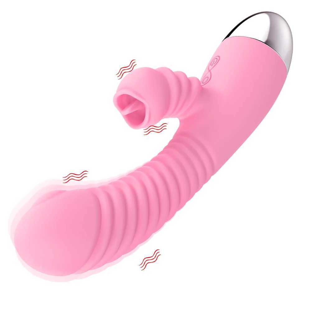 Vibrator For Women 2 In 1 Licking Machine Clitoris Stimulator G-Spot Powerful Vibro Dildo Wand Female Clit Sucker Adult Toys Z260520