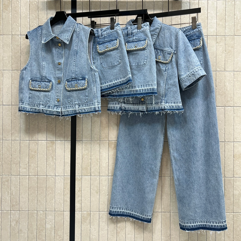 Women Designer Denim Coat Cool Girls Street Casual Tassel Short Jean Jacket Elegant Denim Mini Skirts Shorts