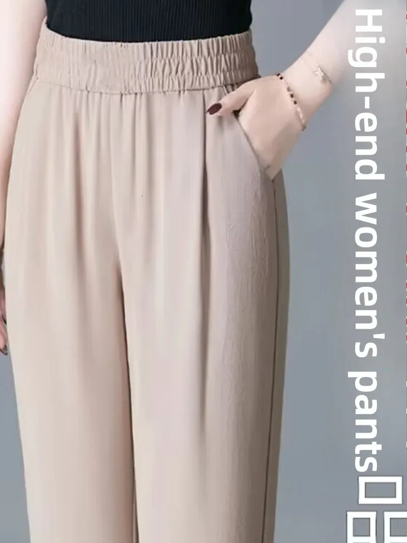 Ice Silk Cotton Linen Harem Pants Womens Summer Thin High Waist ular Carrot Casual Dad Pants Color Womens Pants 260622