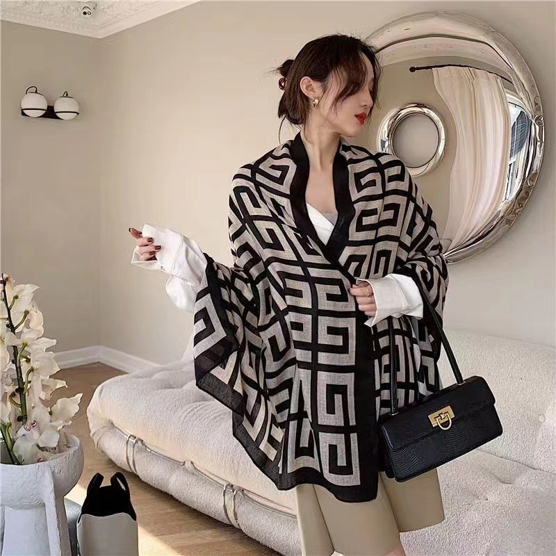 Designer Spring Autumn Womens Cotton Linen Scarf Shawl Luxury Fashion Premium Elegant Versatile Warm Outerwear Decorative Brand seller Trendy Wrap F