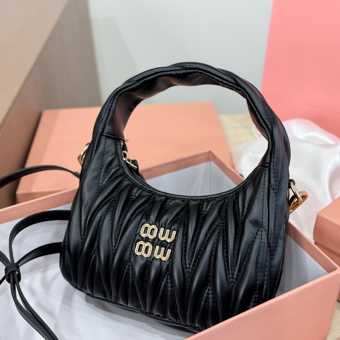 Designer bag shoulder bag hobo armpit crossbody wrist bag women sheepskin pleated style mini fashion handbag wallet14