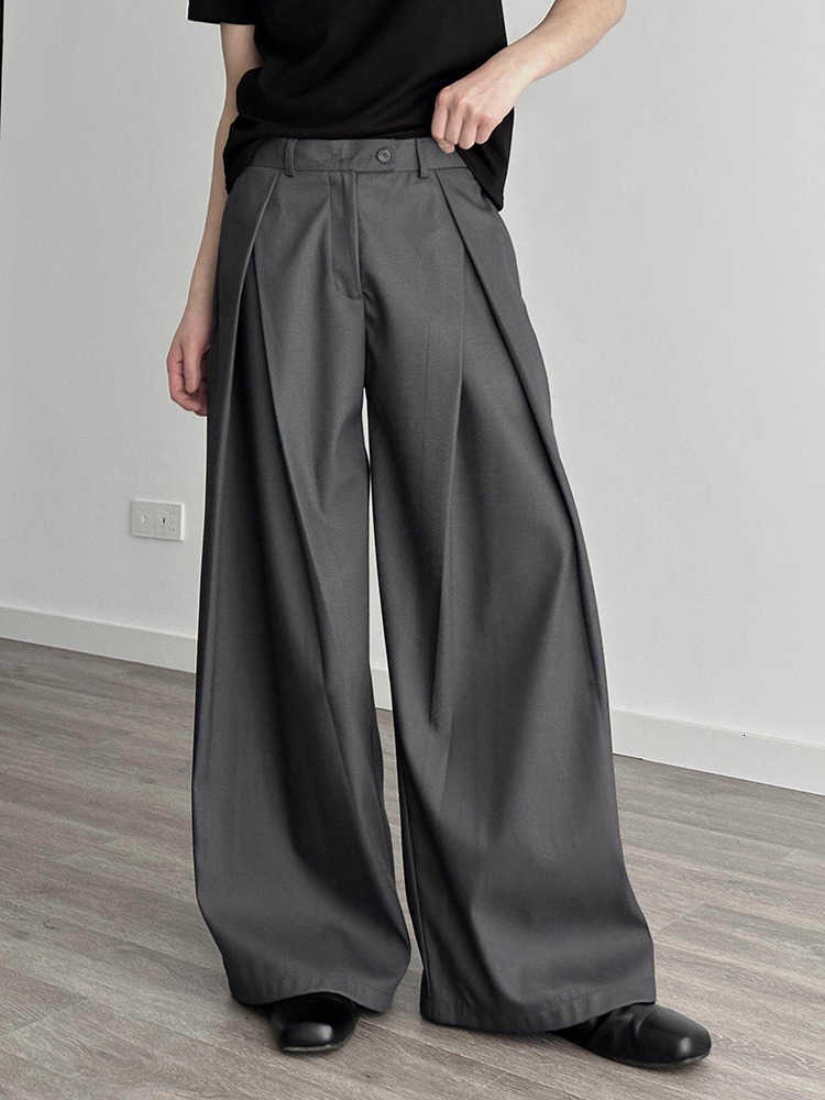 Pants leg Casual Streetwear Wide Men Harajuku Curved Suit Pants Black Flared Long Trousers High-quality Breand Oversize Baggy M260622