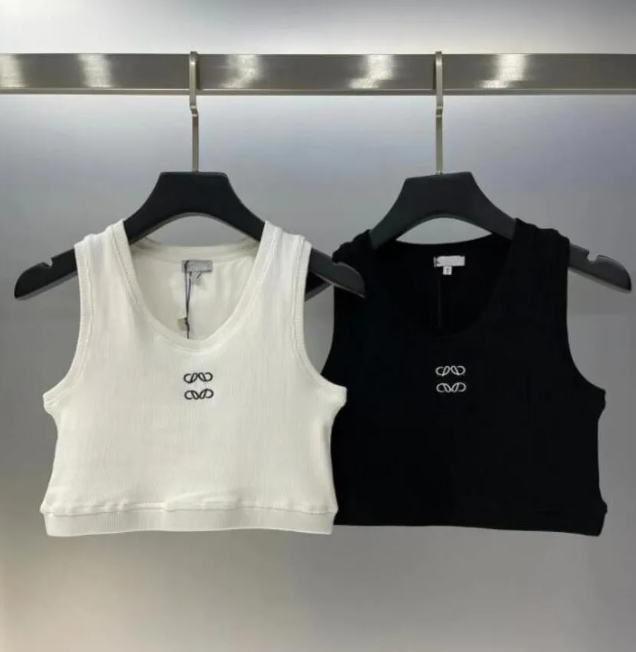 Summer White Women Luxury Tops Tees Crop Top Embroidery Sexy Off Shoulder Black Tank Top Casual Sleeveless Backless Top Shirts Designer Solid Color