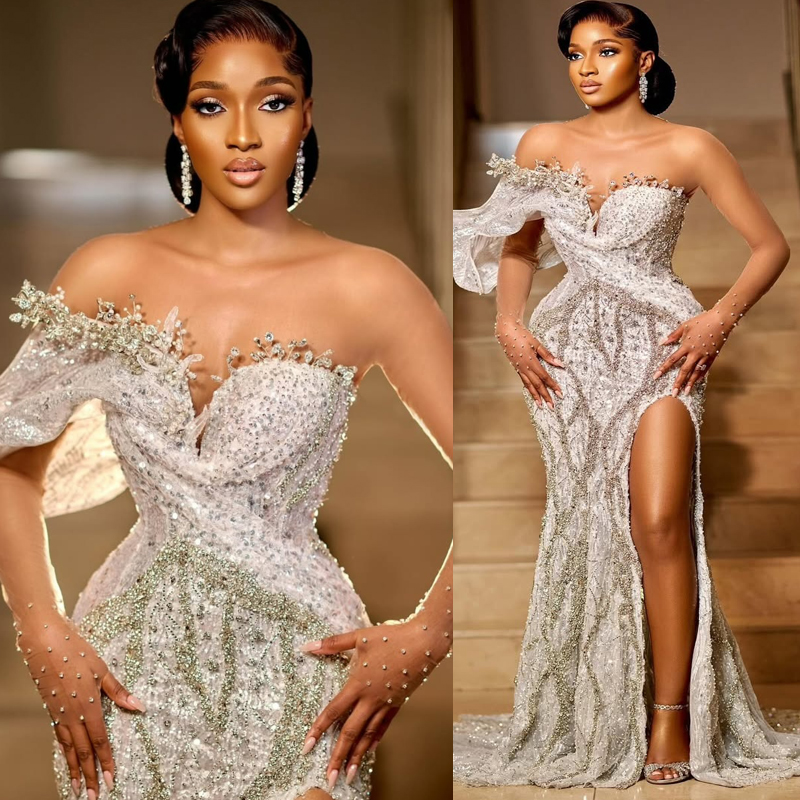 2026 Plus Size One Shoulder Prom Mermaid Evening Dress