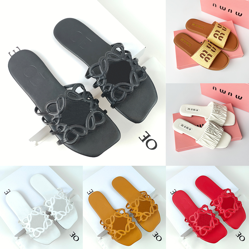 Designer Shoes Women Petal Cutout Designer Flat Slide Sandals Soft Calfskin Caramel Brown Square Open Toe Slip On Summer Outdoor Fashion Designer-image-932537027