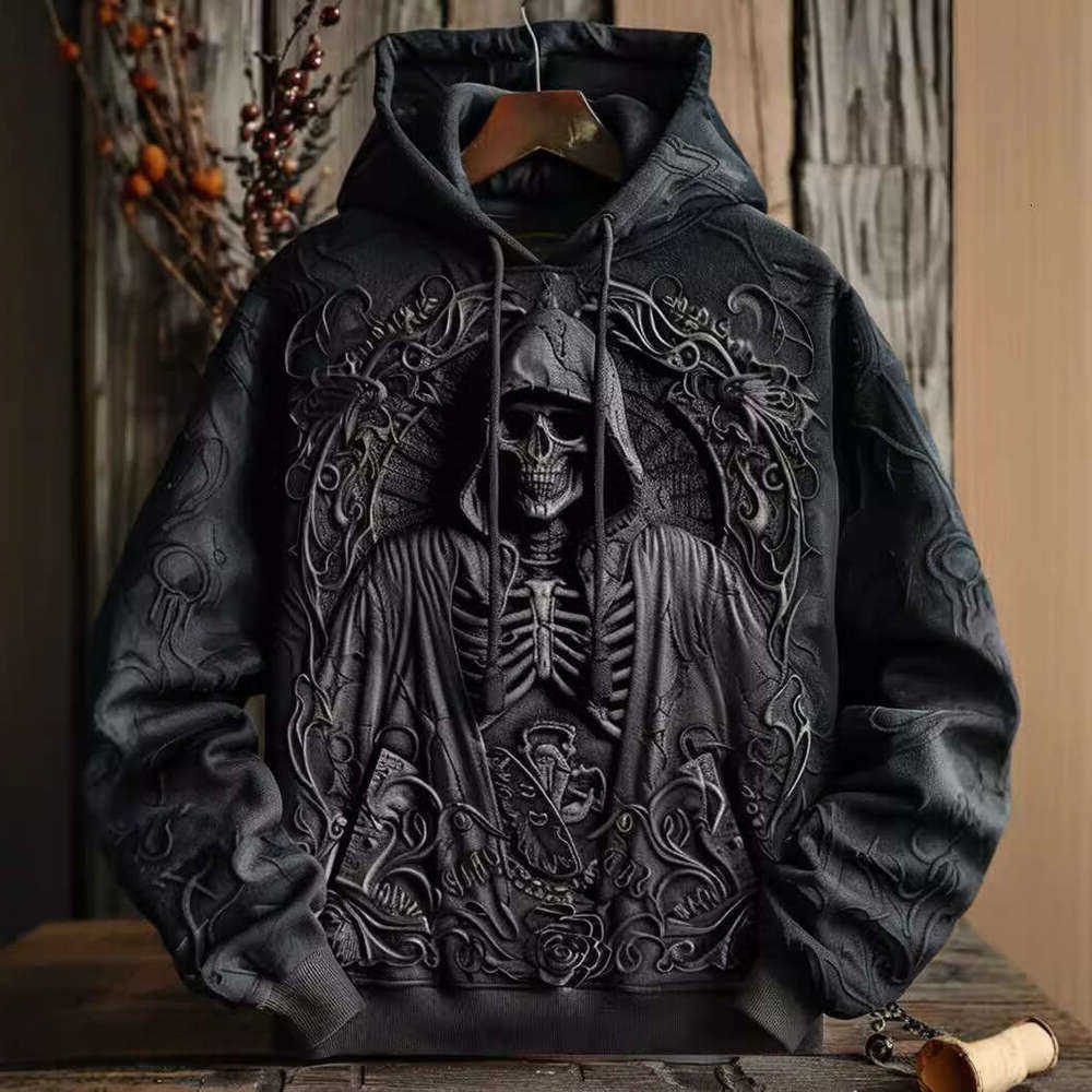 Hoodie Hallown Mens Womens Skull Cartoon Pattern Print Black Ultra David Coat Mens Womens Pullover Clothing S-3XL S260622