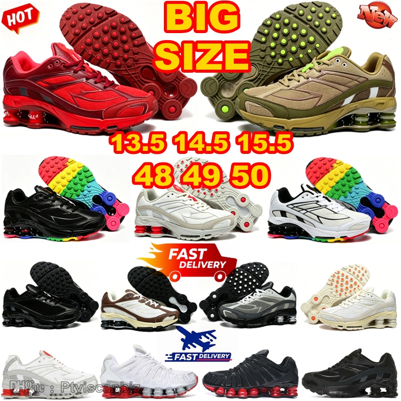 Extra Large Size Big 48 49 50 Running Shoes Shox Ride 2S Plus Sizes 13.5 14.5 15.5 Wide Last Athletic Sneakers Jogging Triple Red Green Olive Men Wo