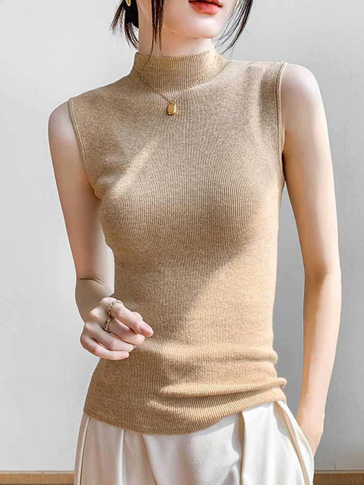 Tank Turtleneck Sexy Tops Summer Women Ribbed Sleeveless Solid Slim Top Female Sleveless Camisole Vest Casual Knitted Camis 2026 M260623