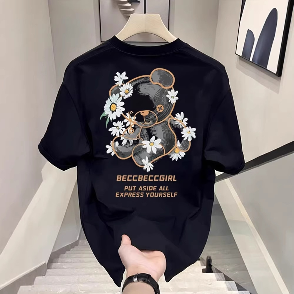 Men'S Printed Pure Cotton T-Shirt Men'S top Style T-Shirt For Daily Wear Trendy Ins Summer New Fashionable Unisex Crew Neck Tee