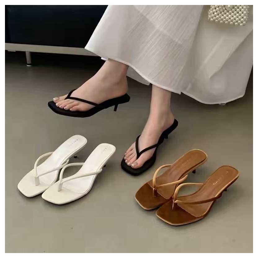Brand Low Fashion Heels Slippers Slide Women Slip On Narrow Band Sandals Shoes Casual Female Slipper Big Size 40 Beach Sandalias T260623