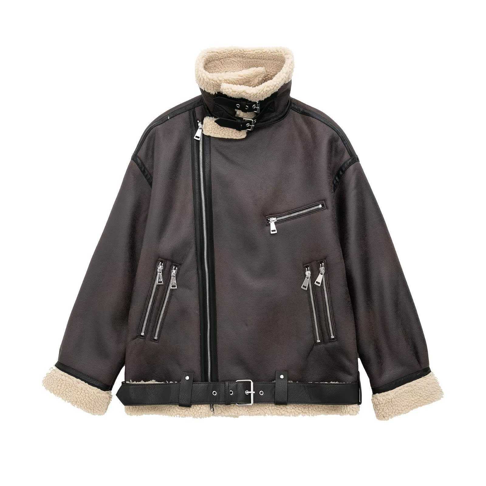 trade foreign 2024 european and winter new casual style stand up collar long slved patchwork windbreaker jacket for women 8073264 S260623