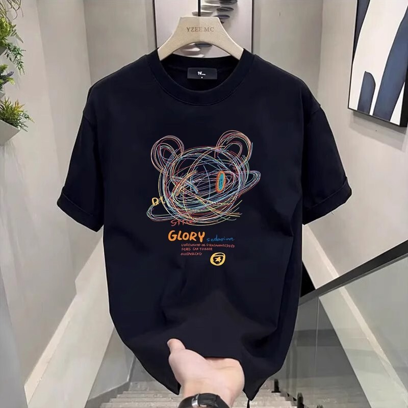 Men'S Designer Printed Pure Cotton T-Shirt Men'S Eu Style T-Shirt For Daily Wear Trendy Ins Summer New Fashionable Unisex Crew Neck Tee