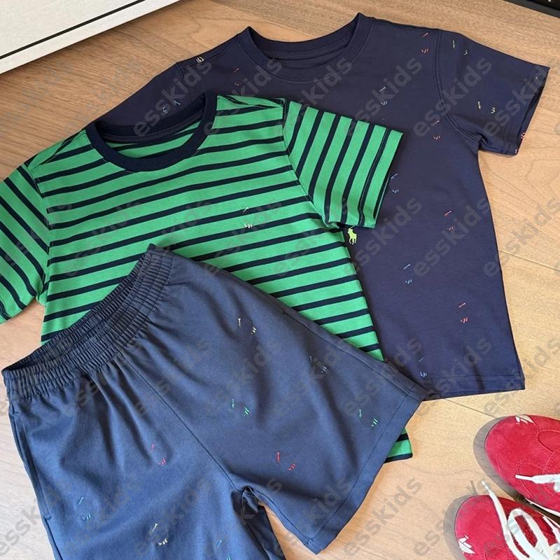 Conjunto de ropa de verano de 3 piezas para niños, camiseta de manga corta, pantalones cortos, chándal colorido, unisex, niños, niñas, casual, trans