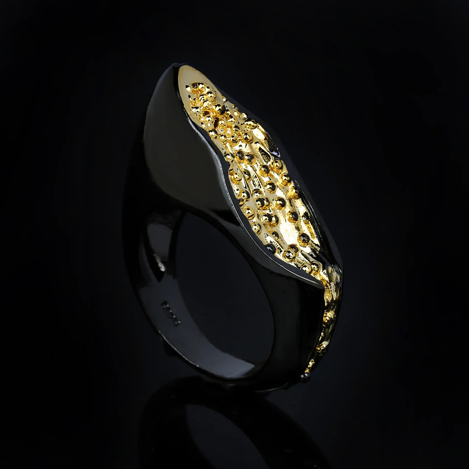 Creative 925 Silver Womens Ring Black Gold Two-tone Geometric Simple Ring Irregular Black Gold Jewelry Party Jewelry 260618