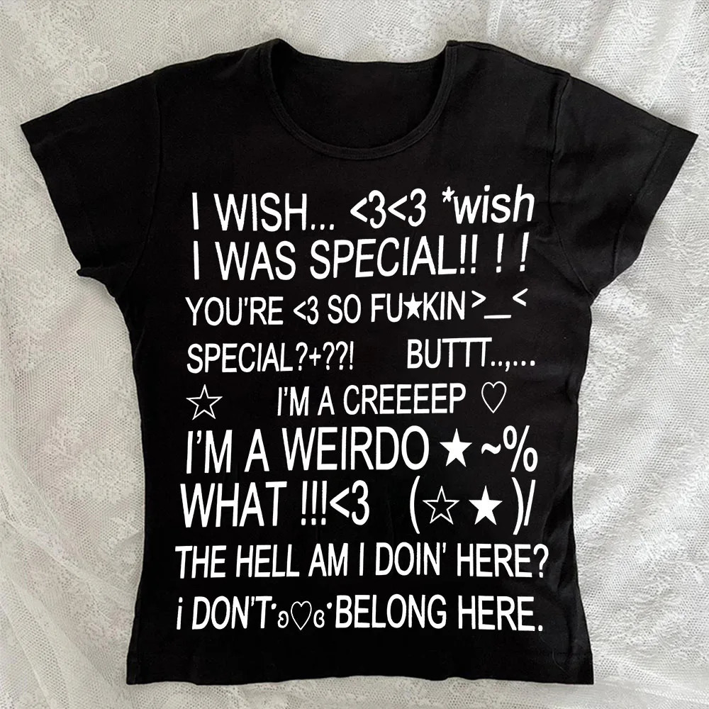 Y2K casual womens short sleeved printed fashion retro Harajuku street style high Gothic American aesthetic emotional gir 260622