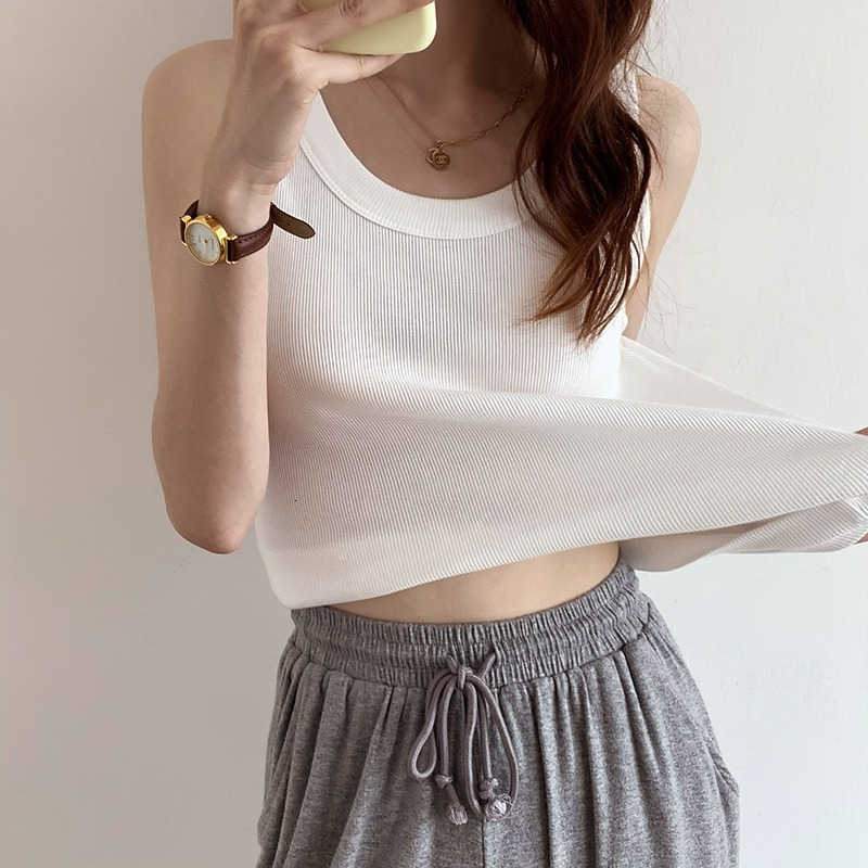 Layering Trendy Outerwear Sleeveless Inner Tank Top 2026 Summer Stretchy Ribbed Knitted Women Camis Solid Color Slim Fit Tops M260623
