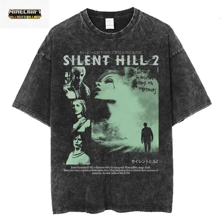 Silent Hill 2 Videogame Black Retro Gaming Oversized T shirt 100 Cotton Vintage Washed T-shirt for men women hiphop streetwear L260623DKNL