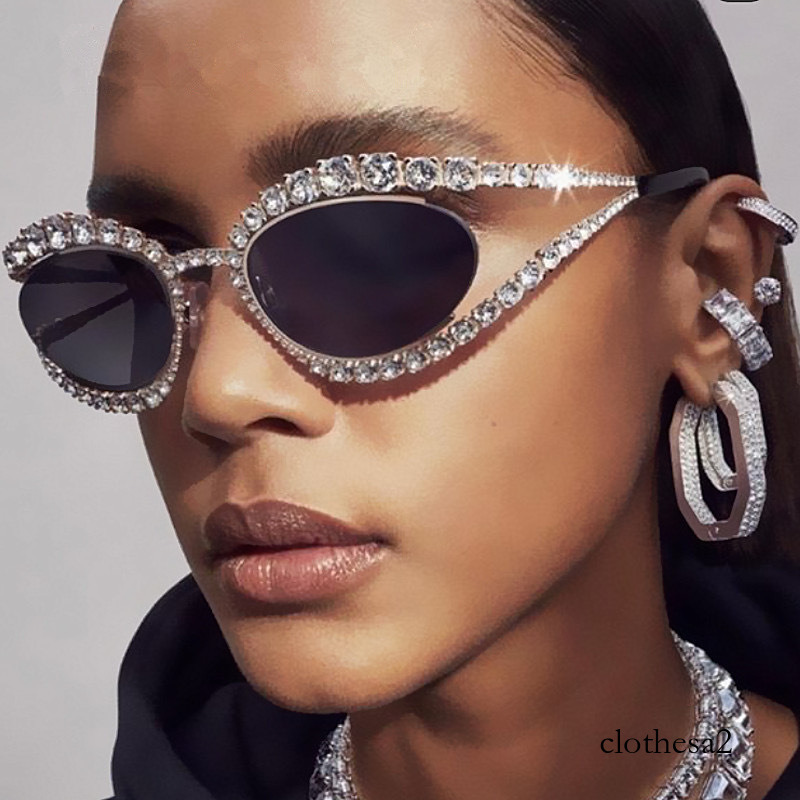 2025 New Diamond-Studded Hollow Y2K Cat Eye European and American Ins Fashionable Personality Women's Sunglasses Trendy
