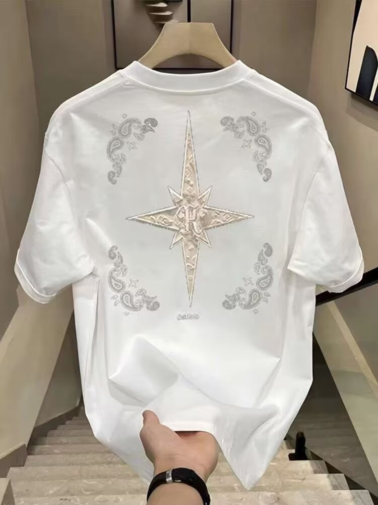 Mens Loose Half Sleeve T Shirt 2026 New Korean Trendy American Style Casual Minimalist Summer Streetwear Tops For Guys