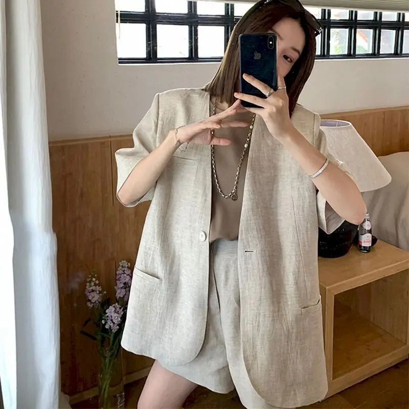 y Thin Blazers for Women Summer Trend French Loose Short Sleeved Suit Jacket Casual Oversized Womens and Jackets 260625