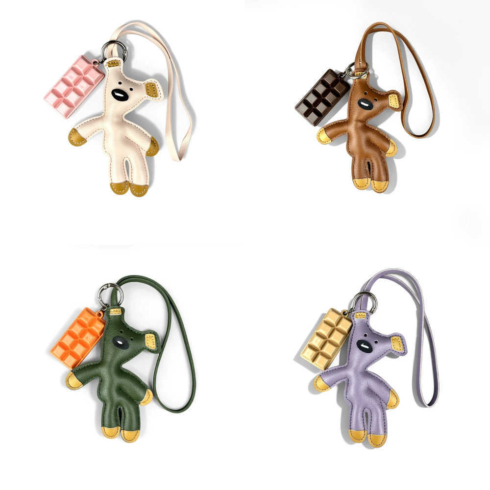 Cute Of 8 PU Pcs Leather BearResin Chocolate Keychain Set-Relaxing Bag Charm for Purse-Y2K/Boho-Car/Room Decor-Aesthetic Gift H260623