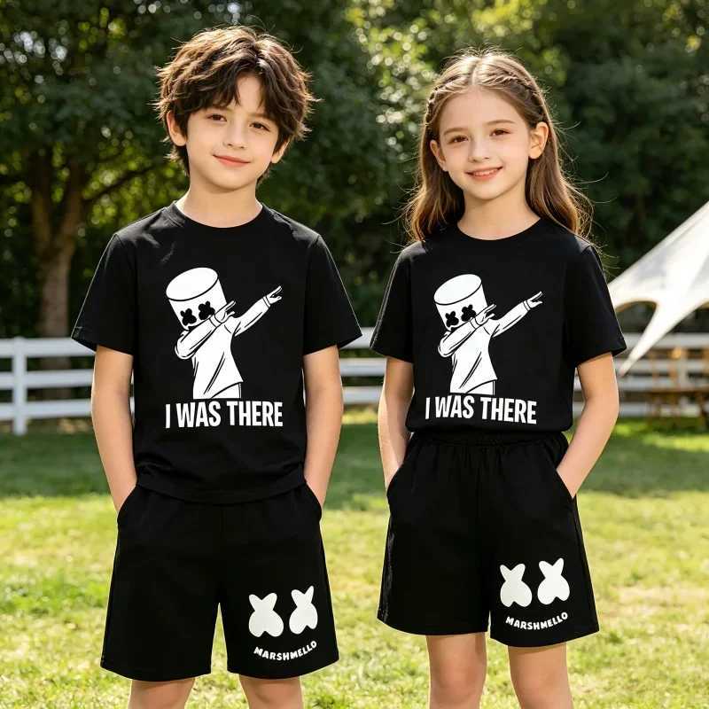 2026 New Kids Summer 2Pcs Sportsuits 2-13Y Boys Girls Casual DJ Marsh Print O-neck Breathable T-shirtShorts Children Sportswear X260623