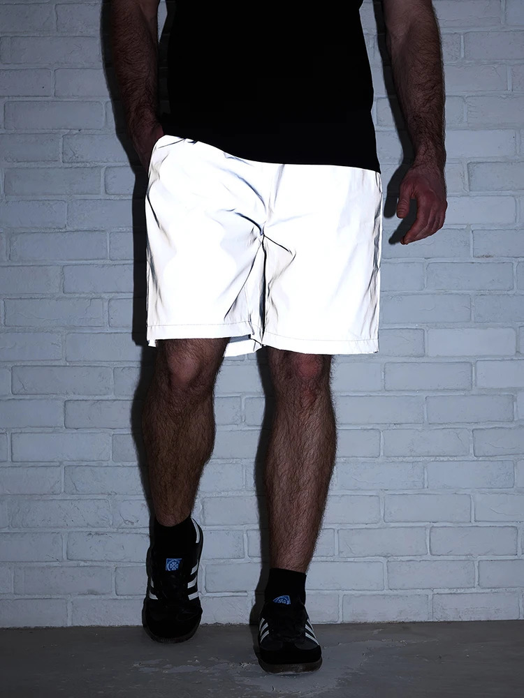 Summer Mens Reflective Shorts Outdoor Night Running Jogger Loose Casual Knee-length Shorts Rock Hip-hop Dancing Streetwear 260623