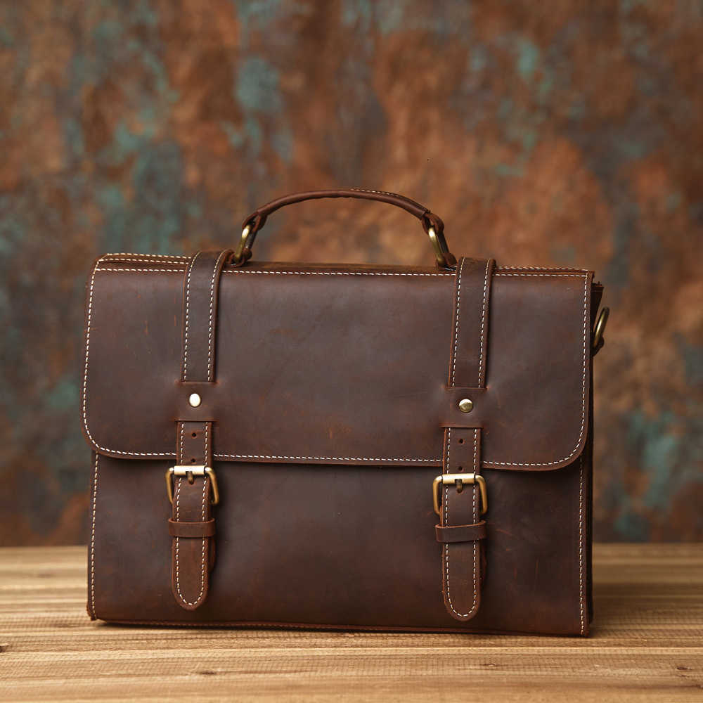 Briefcase Leather Mens NASVA Genuine Handbag Shoulder Laptop Bags Office Bags Document Bags H260623