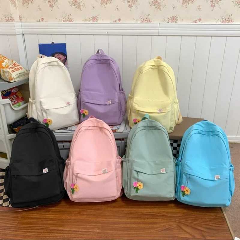 New Waterproof Nylon Women Backpack Female Travel Bag Backpacks Schoolbag for Teenage Girls Solid Color Bookbag Mochila BookbagT260623